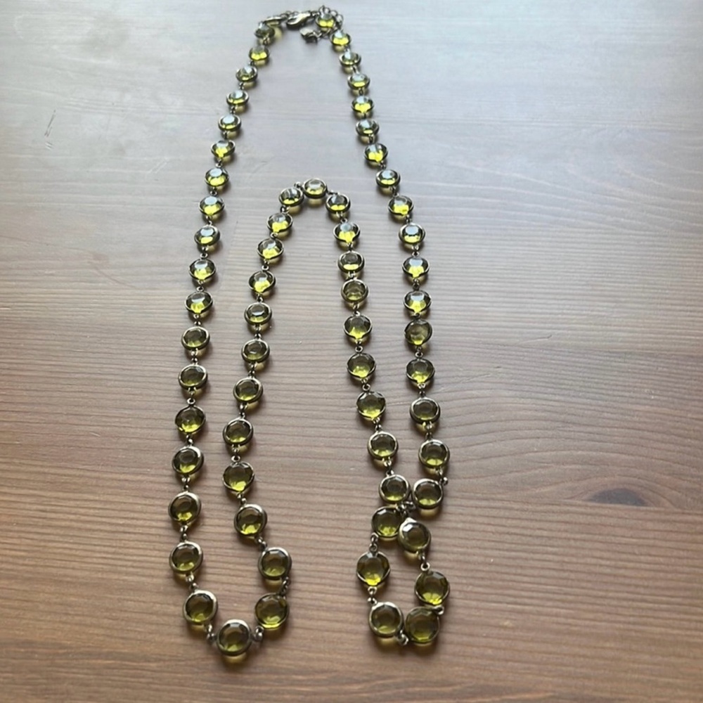 Martyr Sohiff green crystal long lanyard necklace clasp wrap layered statement - Picture 1 of 7